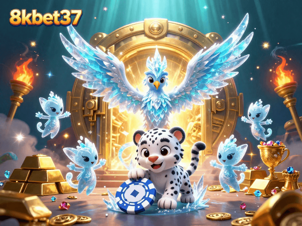 8kbet37 launches players into a vibrant casino world with a dynamic ice phoenix scene.