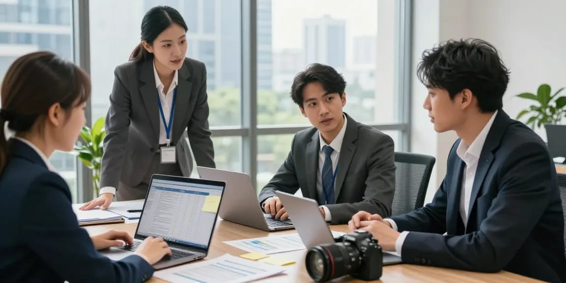 Collaborative discussion about instant merchant cash advance funding in modern office