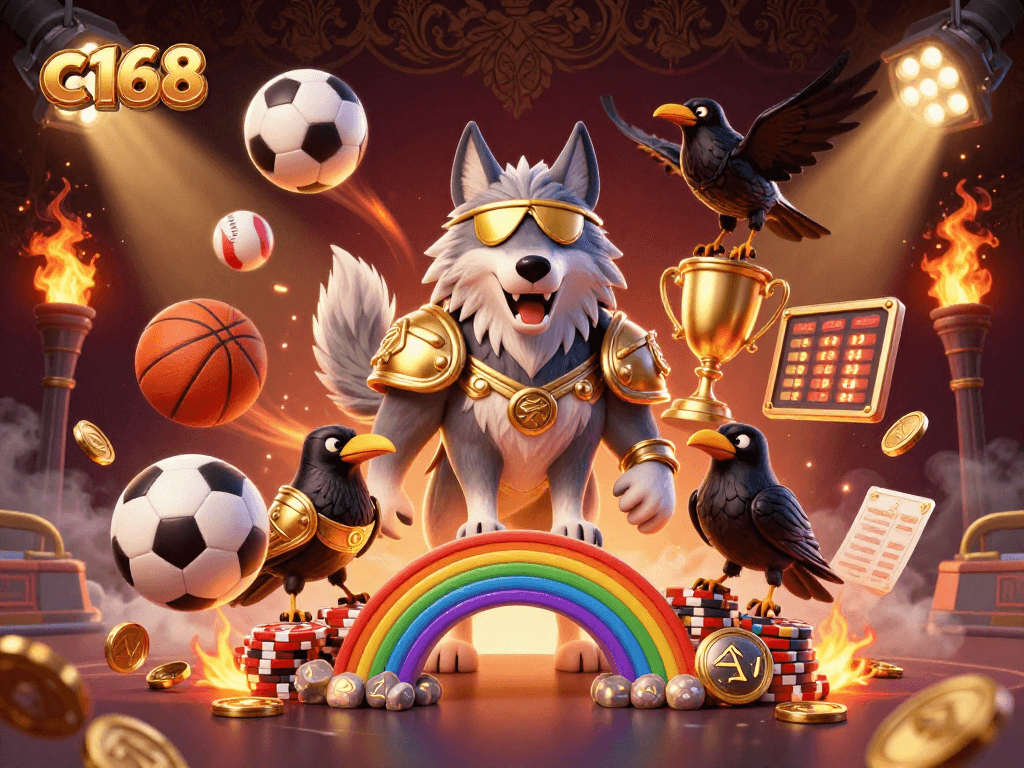 c168 showcases strategic sports betting in a vibrant Norse-themed illustration featuring Odin and ravens.
