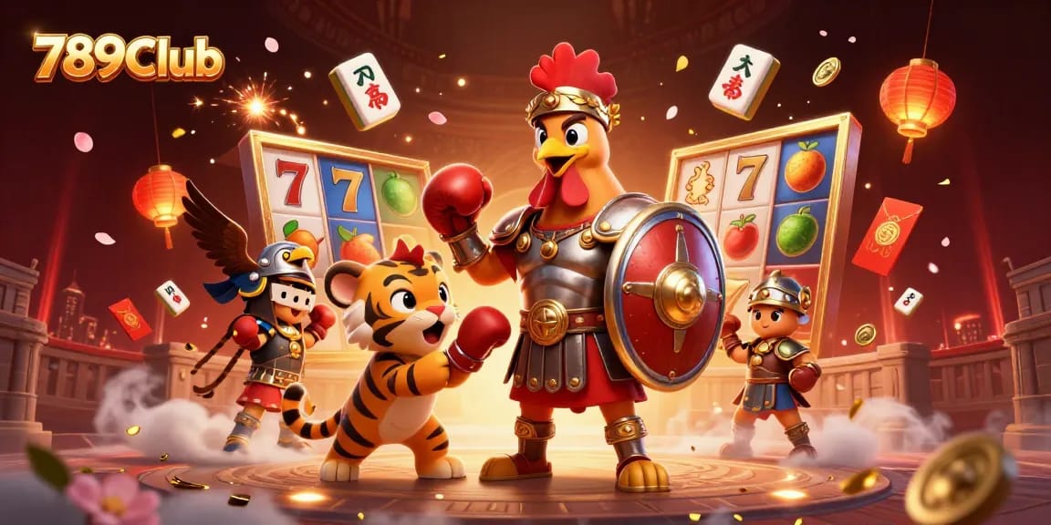 Experience thrilling gaming at 789Club with dynamic slot reels and vibrant casino elements.