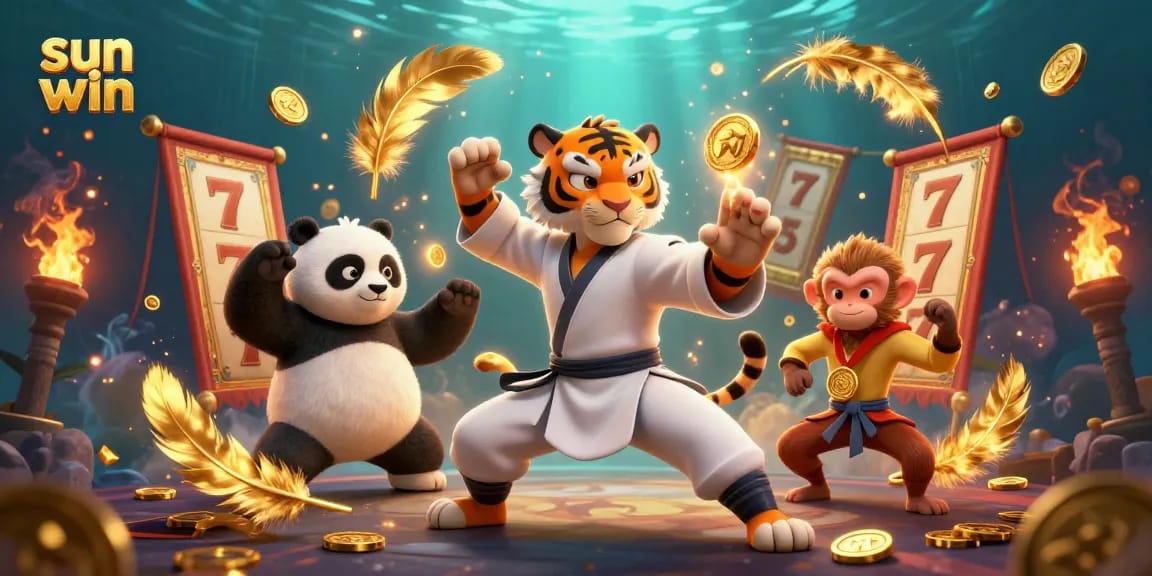 Engage in thrilling gameplay with sun win, featuring vibrant characters, and animated slot elements.