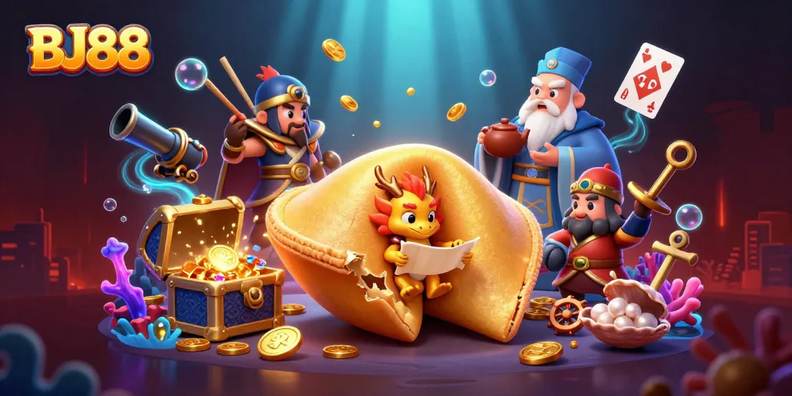 Experience the thrilling essence of BJ88 with casino-themed elements and vibrant characters.