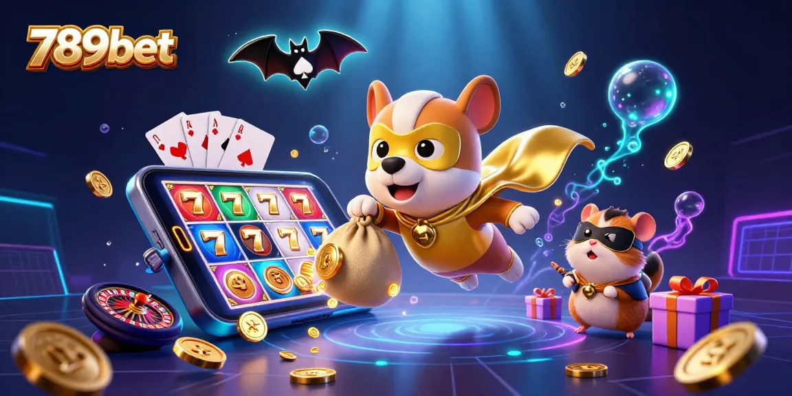 Engage in exciting slots with 789bet's vibrant 3D casino illustration, showcasing thrilling game elements and dynamic characters.