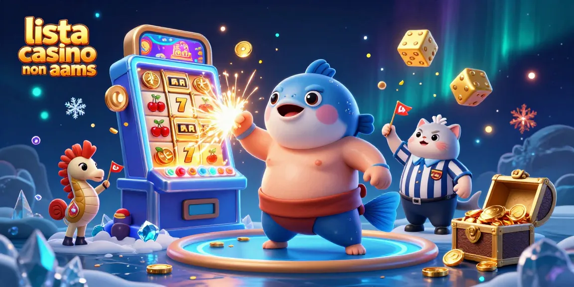 Scopri l'emozione dei lista casino non AAMS con una vivace scena di casinò sottomarino che presenta un pesce palla, un pesce gatto arbitro e elementi di gioco emozionanti.