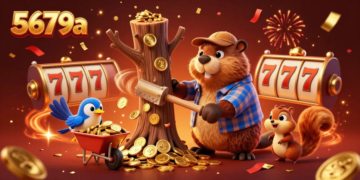 Collect golden coins with 5679a's vibrant cartoon characters in an engaging casino scene.