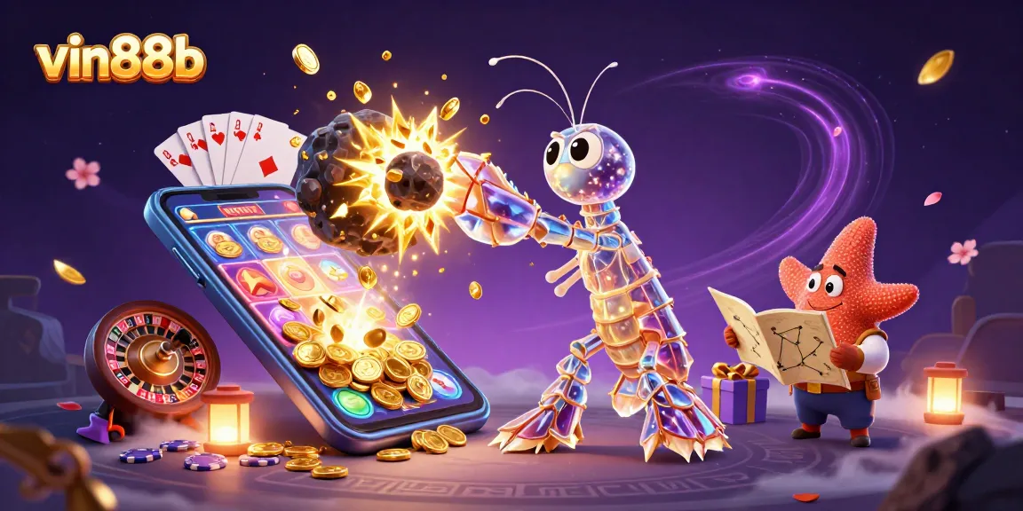 Experience thrilling gameplay with vin88b's vibrant 3D illustration, featuring an exciting casino scene.