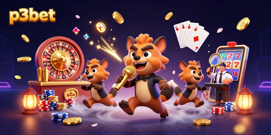 Experience the excitement of p3bet with hyenas in a dynamic casino scene featuring games and fortune.