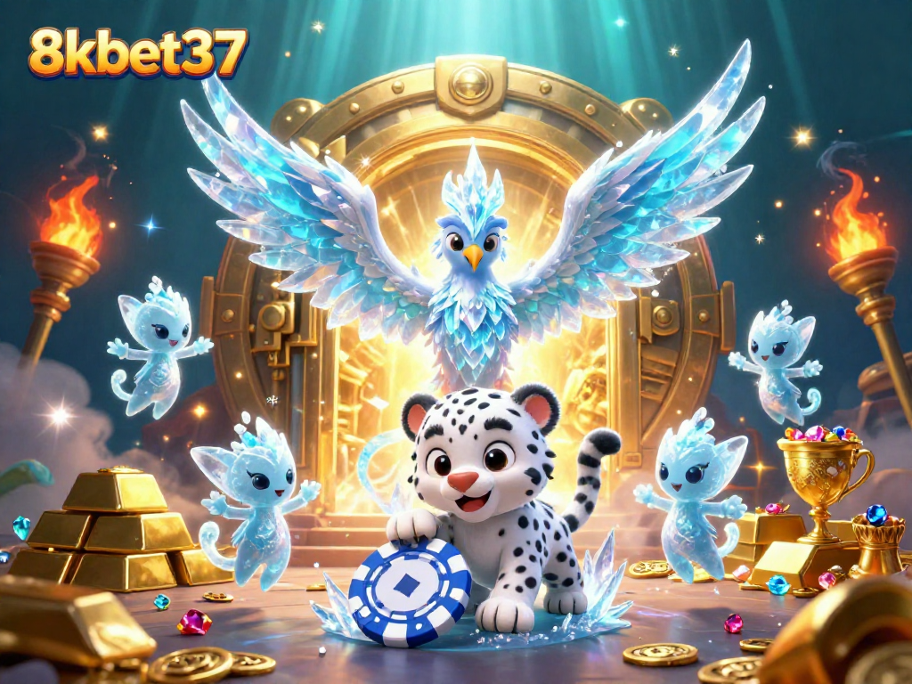 8kbet37 launches players into a vibrant casino world with a dynamic ice phoenix scene.