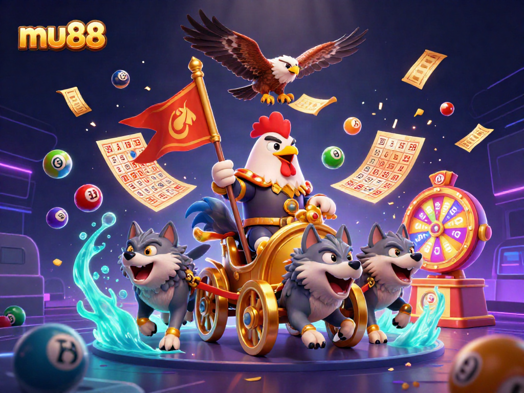 Join mu88's exciting world of gaming with colorful lottery balls and dynamic prize elements.