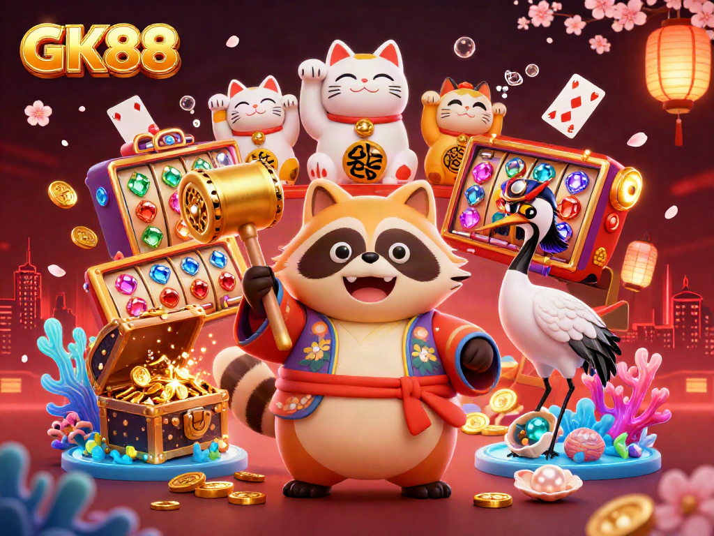 Experience GK88 with exciting gameplay featuring cheerful characters and vibrant casino elements.