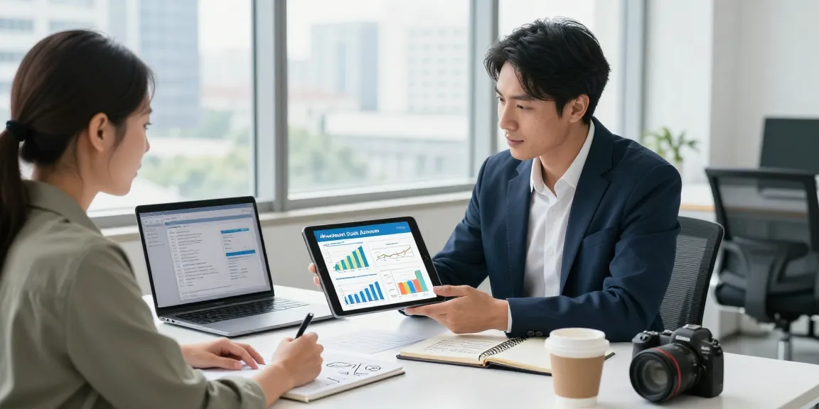 Consultant discussing merchant cash advance options in London with a small business owner in a professional office setting.
