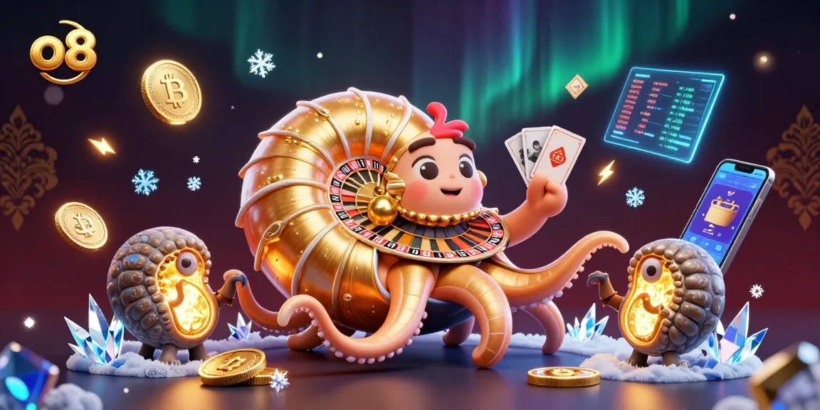 Win big with o8, featuring a giant nautilus roulette wheel and glowing crypto elements!