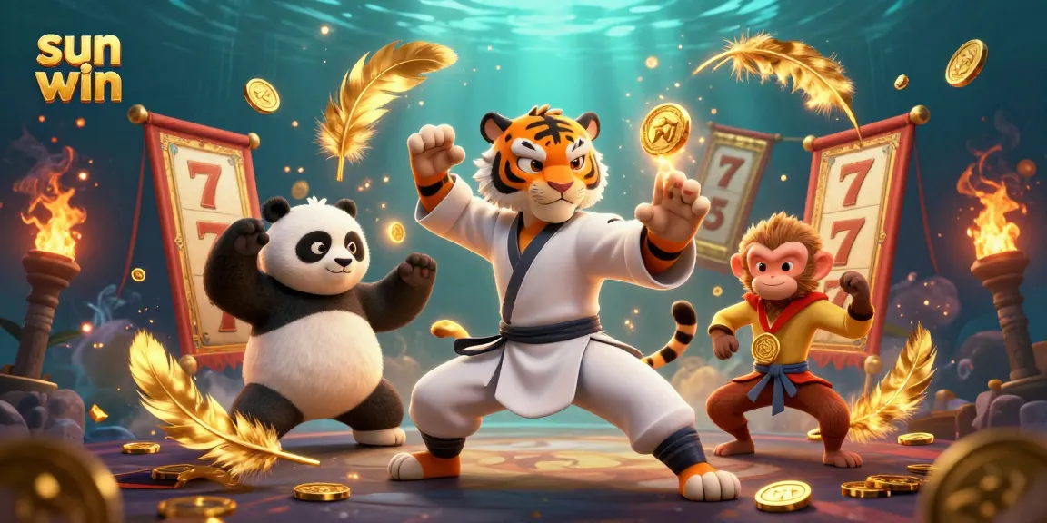 Engage in thrilling gameplay with sun win, featuring vibrant characters, and animated slot elements.
