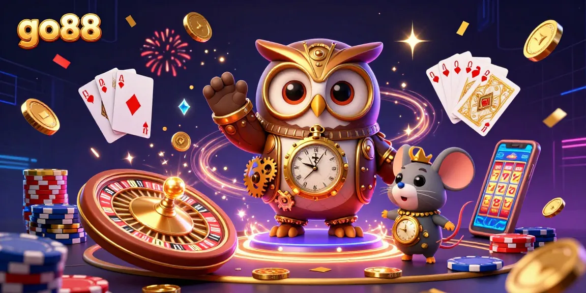 Experience the thrill of go88 with a vibrant 3D illustration showcasing casino excitement and winning moments.