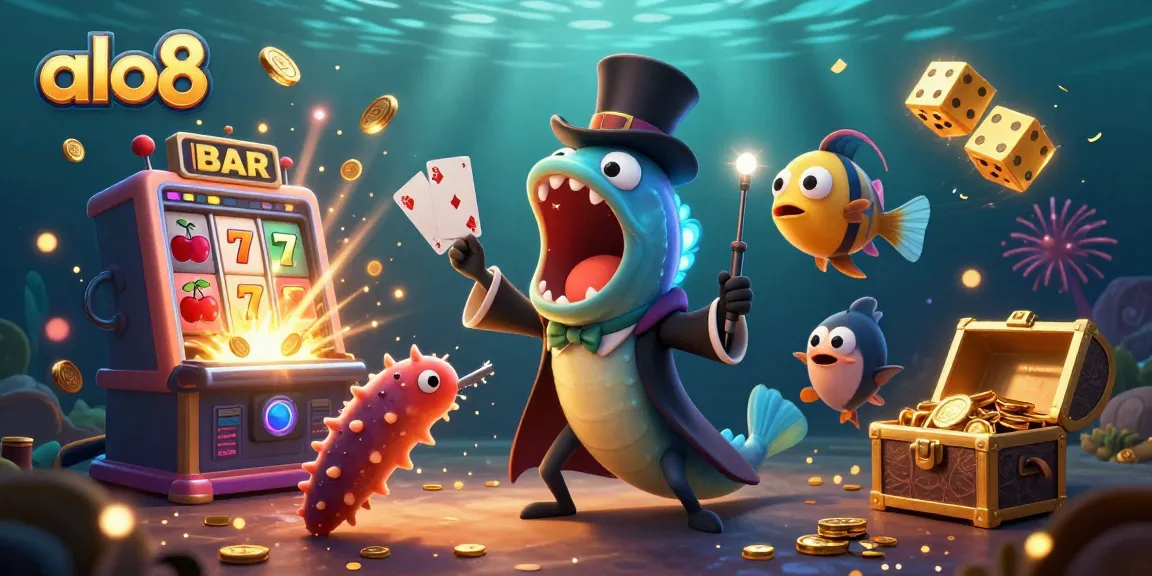 Experience the exciting world of alo8 with a magical underwater casino scene featuring vibrant characters and elements.