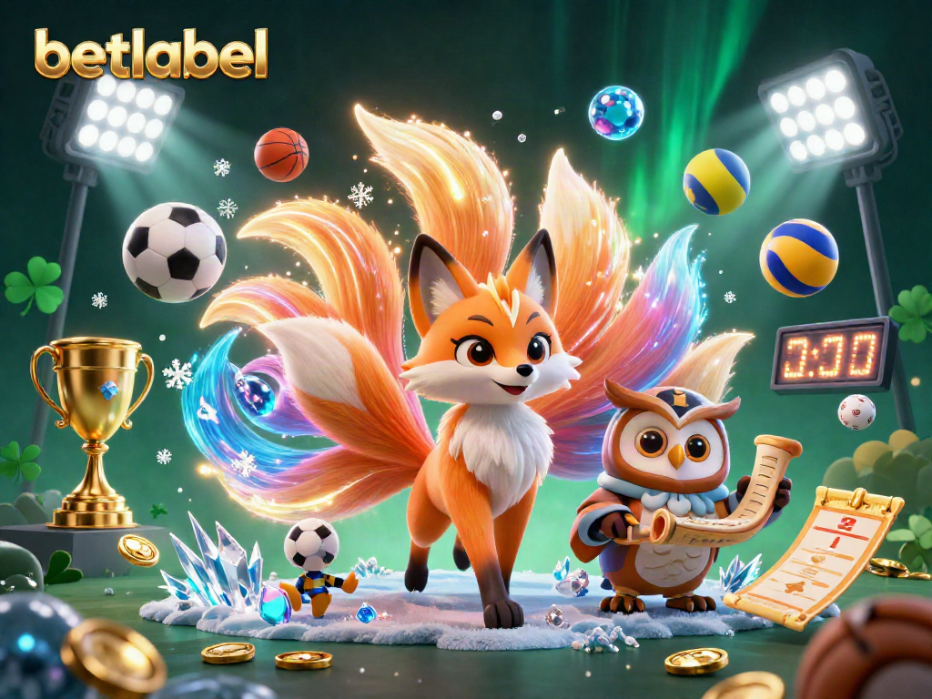 Experience the excitement of betting action at betlabel with vibrant characters and dynamic sports elements in a stunning 3D scene.