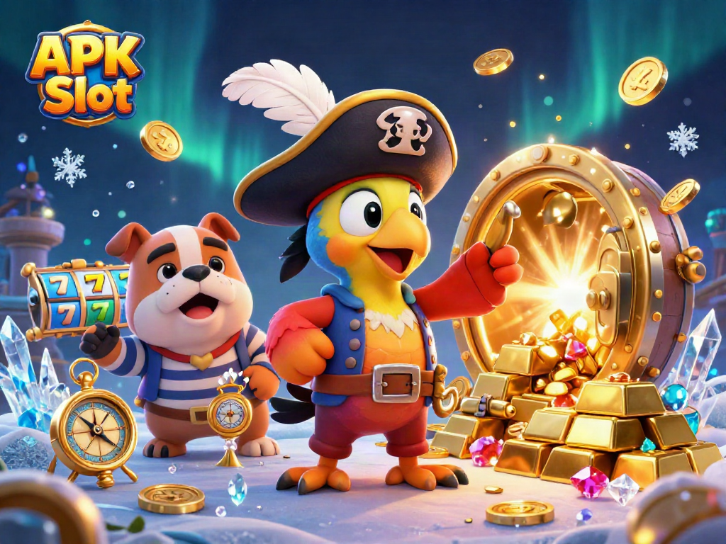 Experience thrilling spins with APK Slot, where slot reels and treasure collide in an exciting pirate adventure.