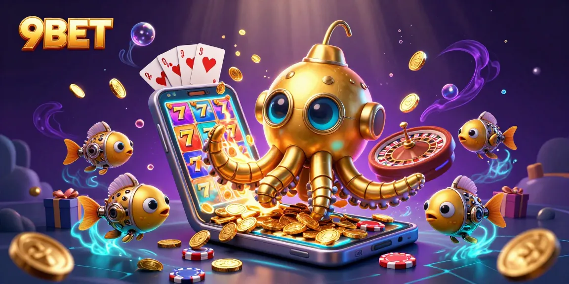 Experience thrilling slots and jackpot excitement with 9BET as the kraken submarine surfaces through coins.