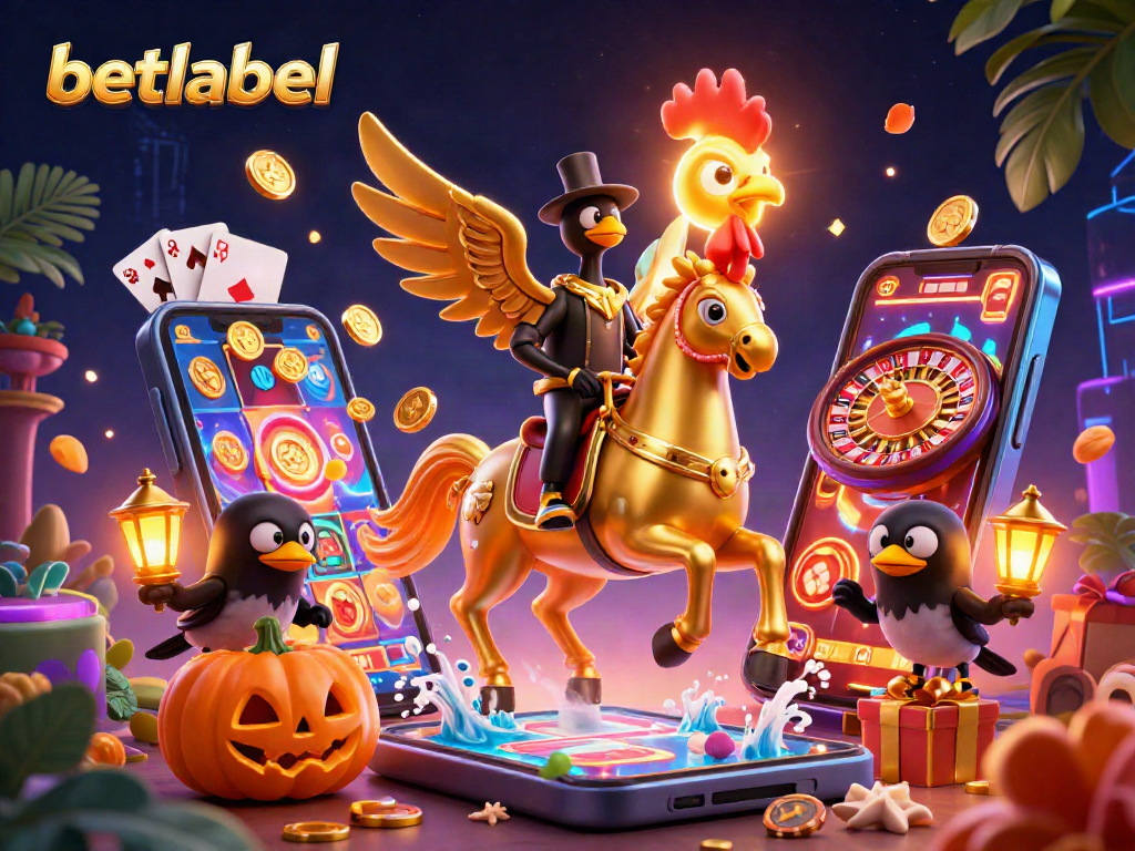 Engage with betlabel's thrilling gaming scene featuring a golden rooster and captivating casino elements.