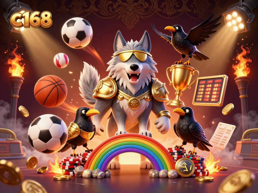 c168 showcases strategic sports betting in a vibrant Norse-themed illustration featuring Odin and ravens.