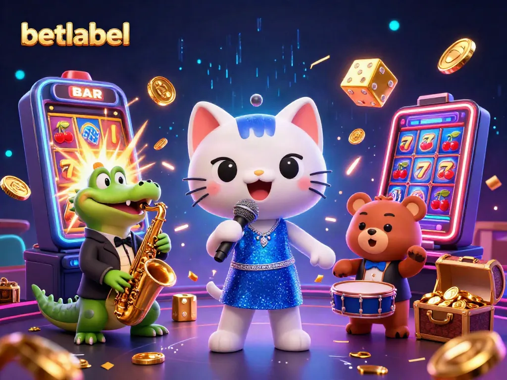 Experience the vibrant entertainment of betlabel with a dynamic 3D casino scene featuring lively characters.