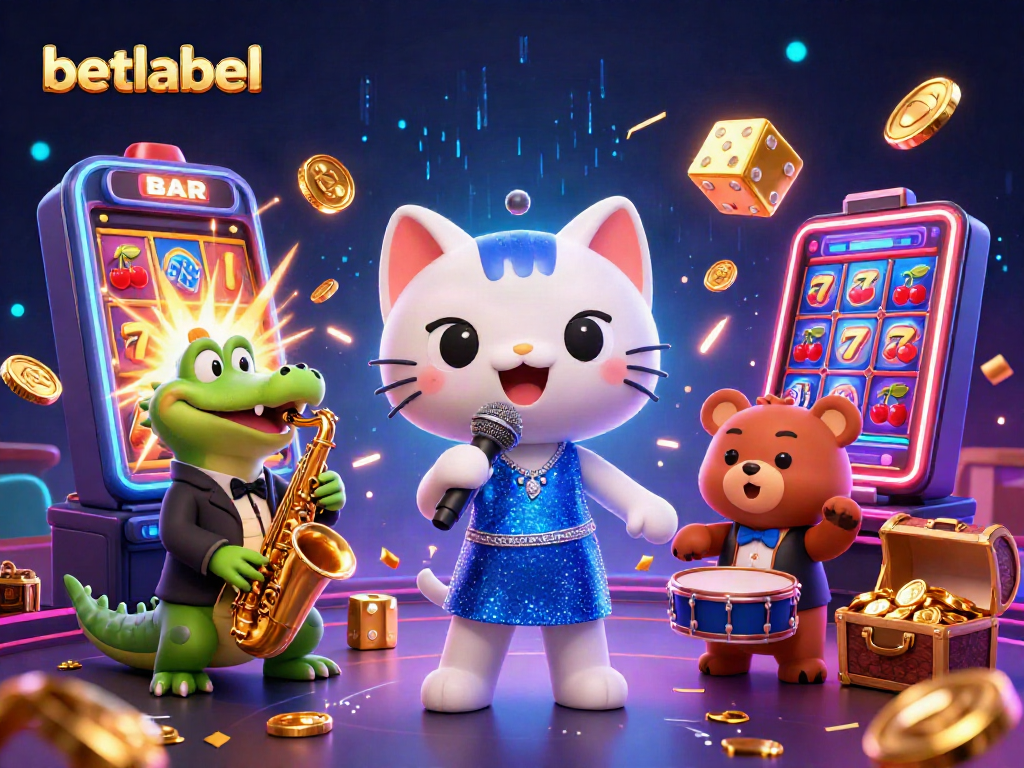 Experience the vibrant entertainment of betlabel with a dynamic 3D casino scene featuring lively characters.