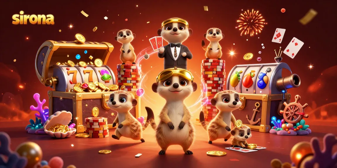 Experience sirona's thrilling casino adventure with playful meerkats operating slots and games.