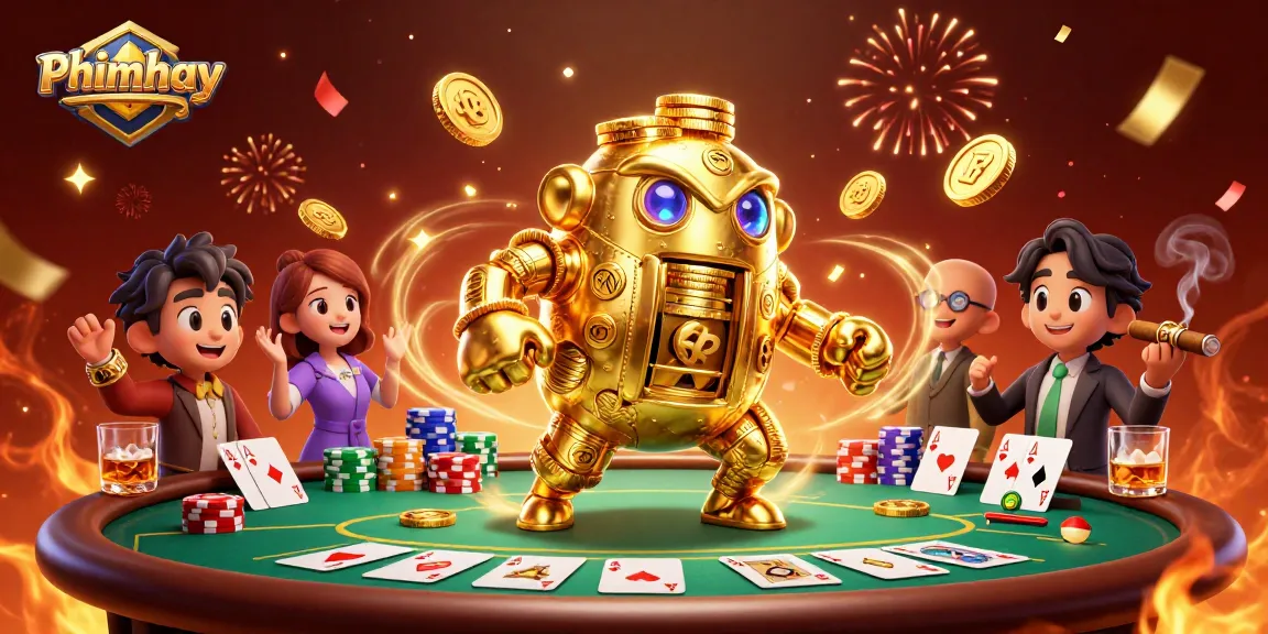 Engage with Phimhay through thrilling poker scenarios featuring vibrant casino elements.