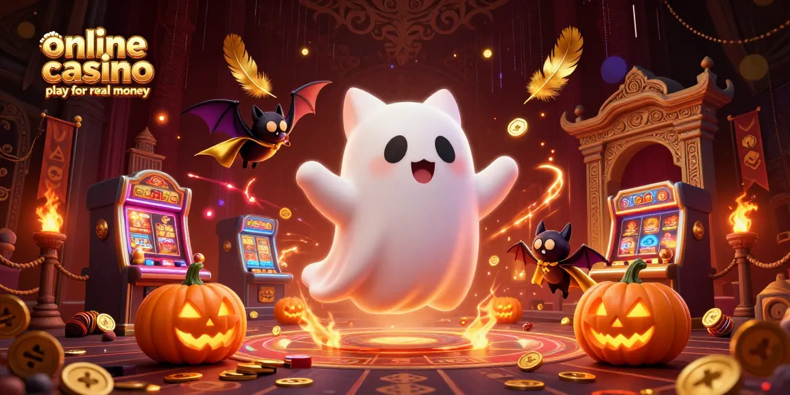 Engage in online casino play for real money with vibrant characters and dynamic elements in a haunted mansion.