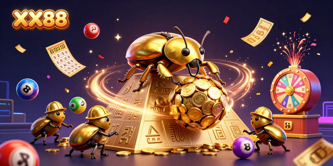 Join the adventure at XX88, unveiling colorful lottery elements amidst a vibrant casino environment.