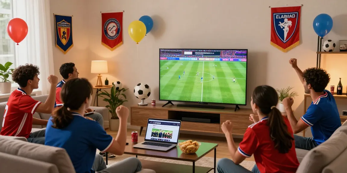 Fans enjoying a football match on Cakhiatv in a vibrant living room.