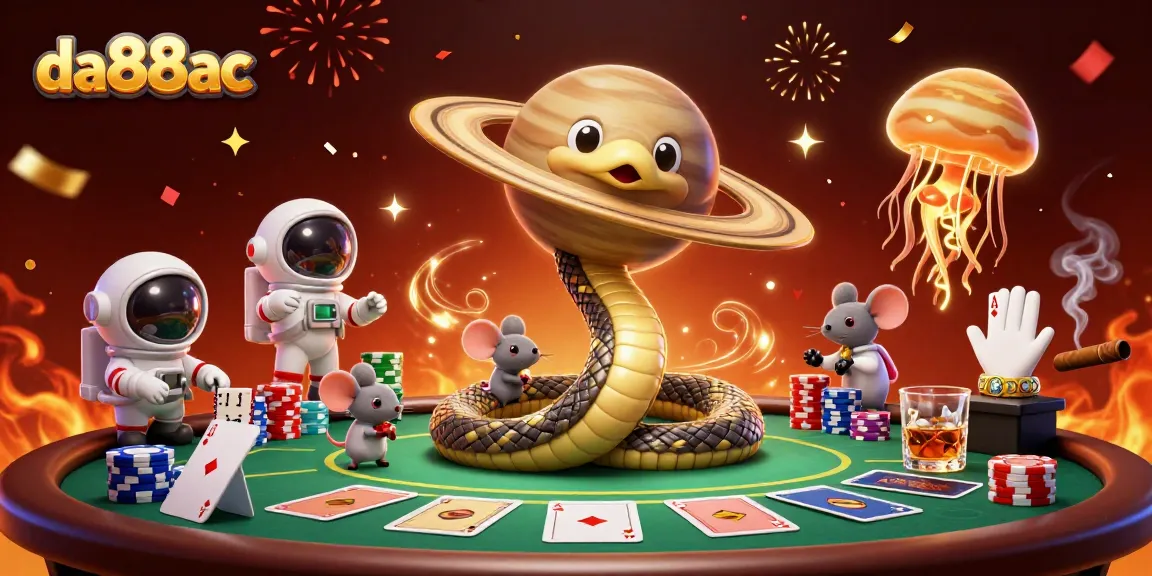 Engage with da88ac at a cosmic casino with colorful characters betting on the roulette rings.