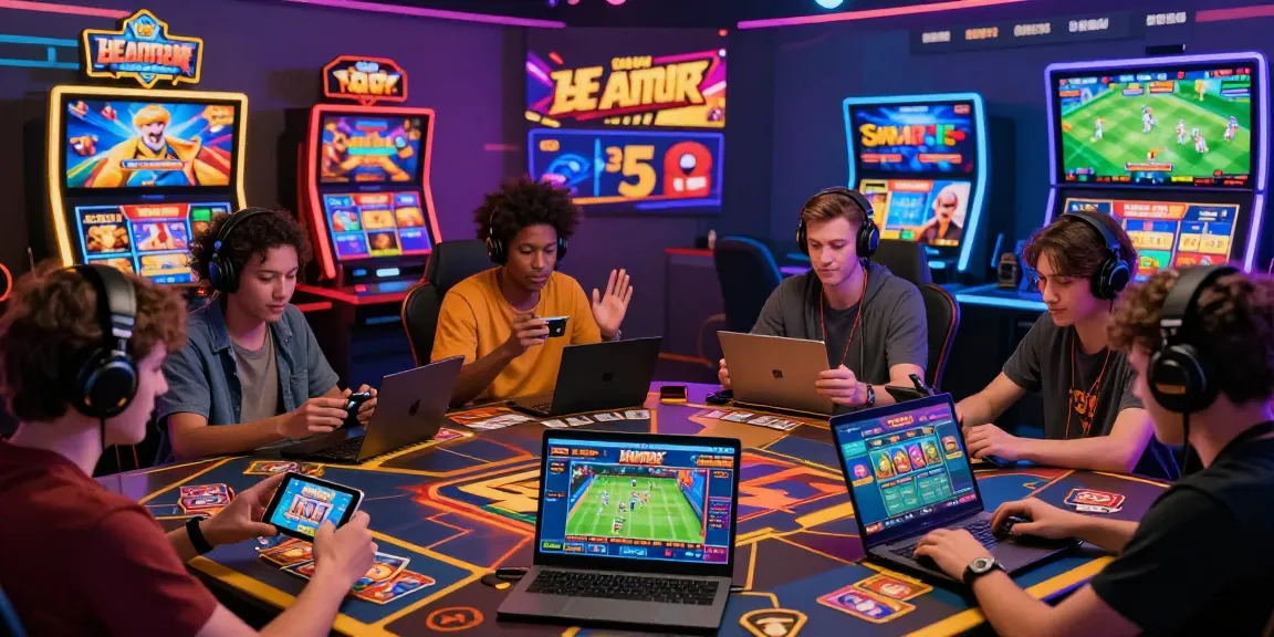 Players enjoying Sun win on various devices, showcasing vibrant online gaming atmosphere.