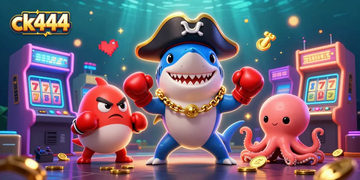 Experience unbeatable excitement at ck444 online casino with dynamic 3D gambling illustration featuring slot machines and fun characters